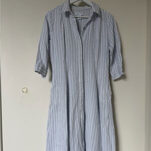 Martha Stewart Light Blue Striped Long Sleeve Dress